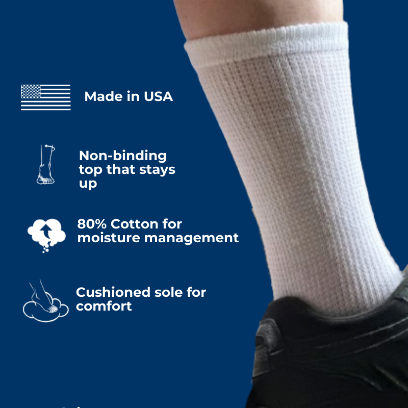 Women's Cotton Diabetic Crew Socks | 6 Pairs