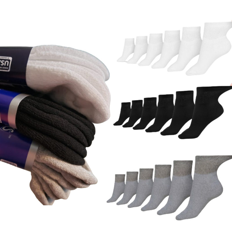 Women's Cotton Diabetic Ankle Socks | 6 Pairs