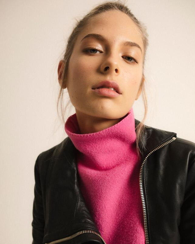 Basic High Neck Biker Jacket