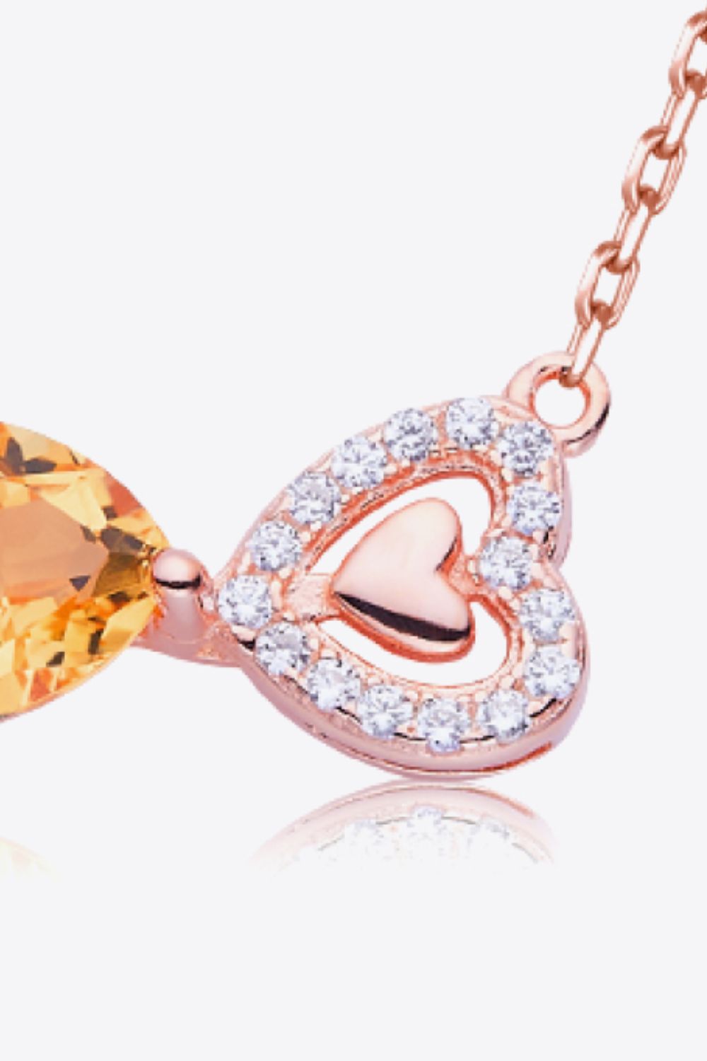 Citrine Heart Necklace in Rose Gold 925 Sterling Silver