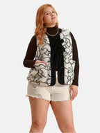 Tied Sherpa Vest Coat with Pockets (Size +)