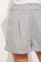 Pin Striped High Waist Rolled Shorts