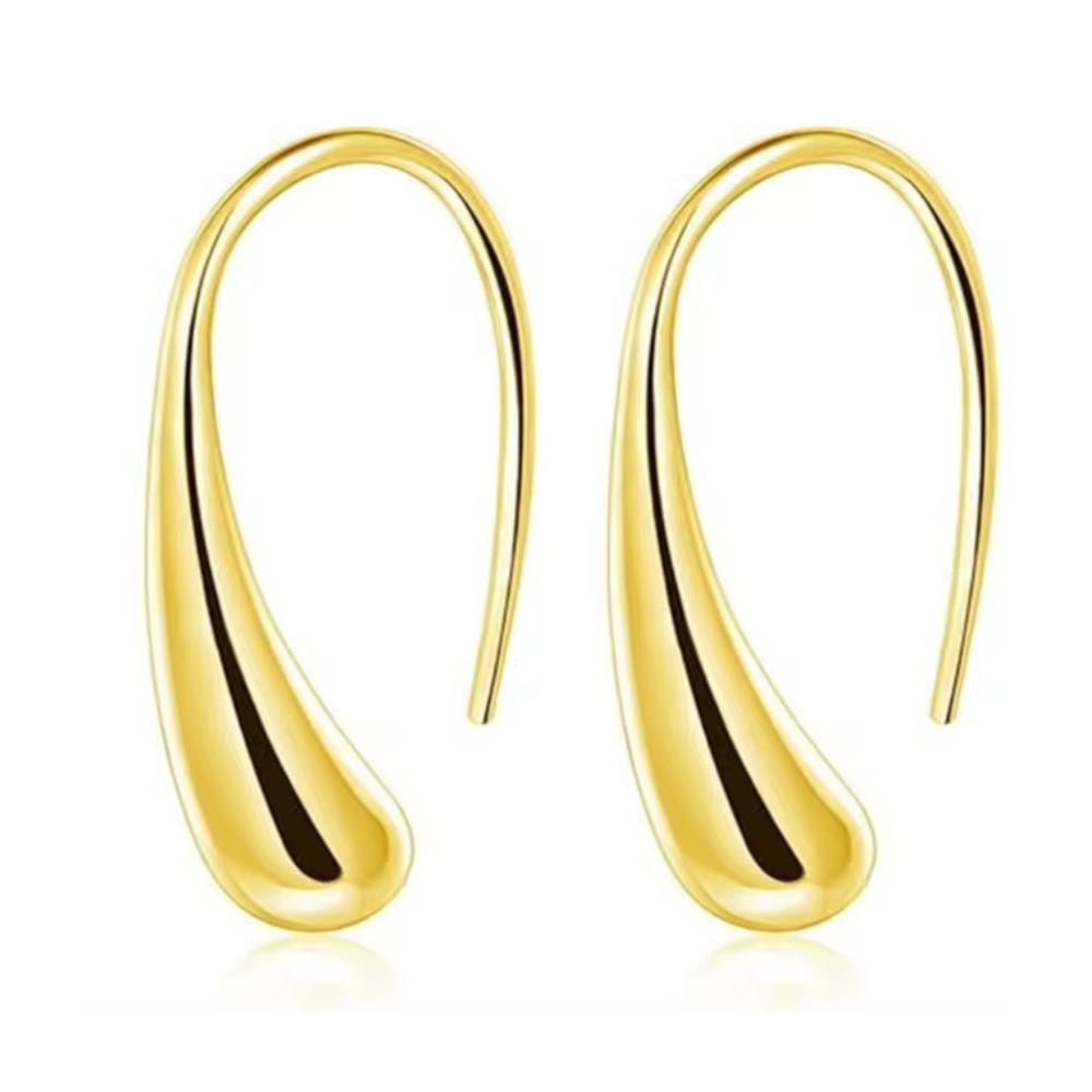 Sophia Teardrop Hook Earrings Modern Minimalist Design in Silver or Gold