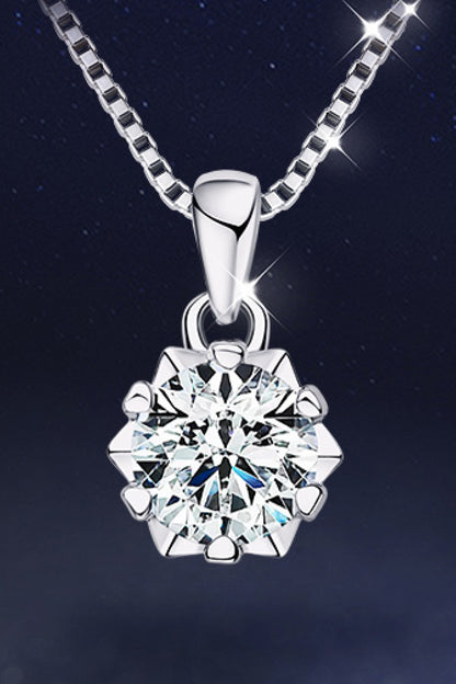 Pendant Platinum-Plated Necklace 1 Ct Moissanite