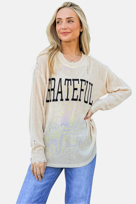 Grateful Long Sleeve Knit Top