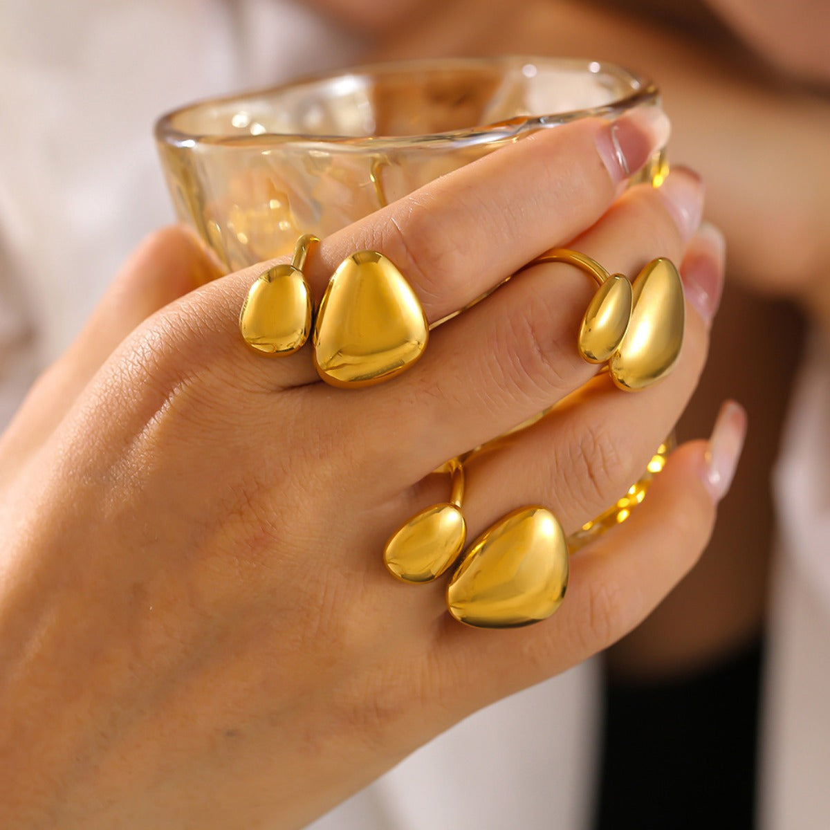 Gold-Plated Irregular Bypass Ring