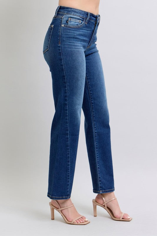 Side Seam Detail Straight Jeans with Pockets