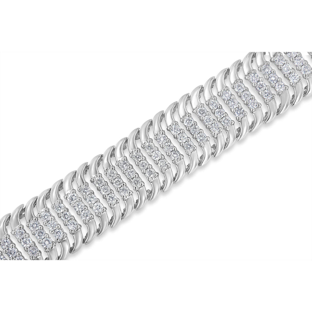 14K White Gold 5.0 Cttw Round Brilliant Cut Diamond 7" Tennis Bracelet