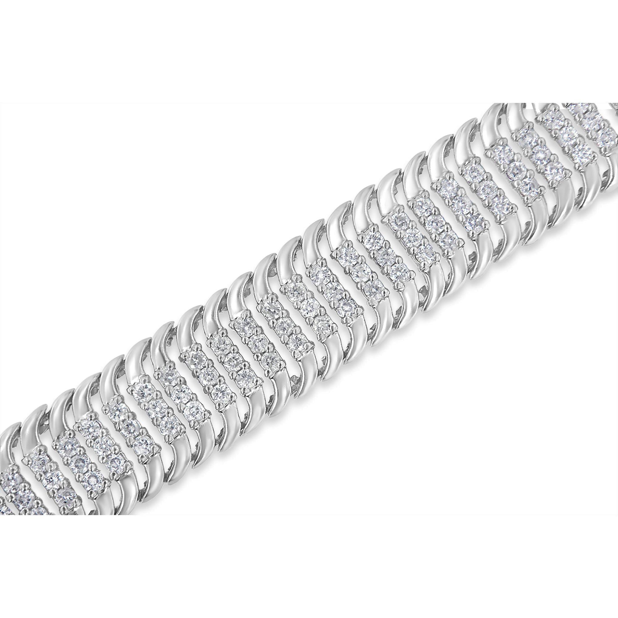 14K White Gold 5.0 Cttw Round Brilliant Cut Diamond 7" Tennis Bracelet