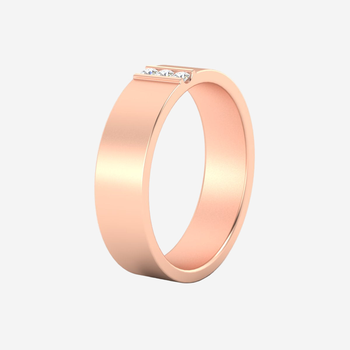 3 Stone Mens Flat Gemstone Band