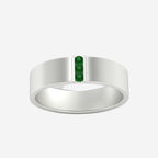 3 Stone Mens Flat Gemstone Band