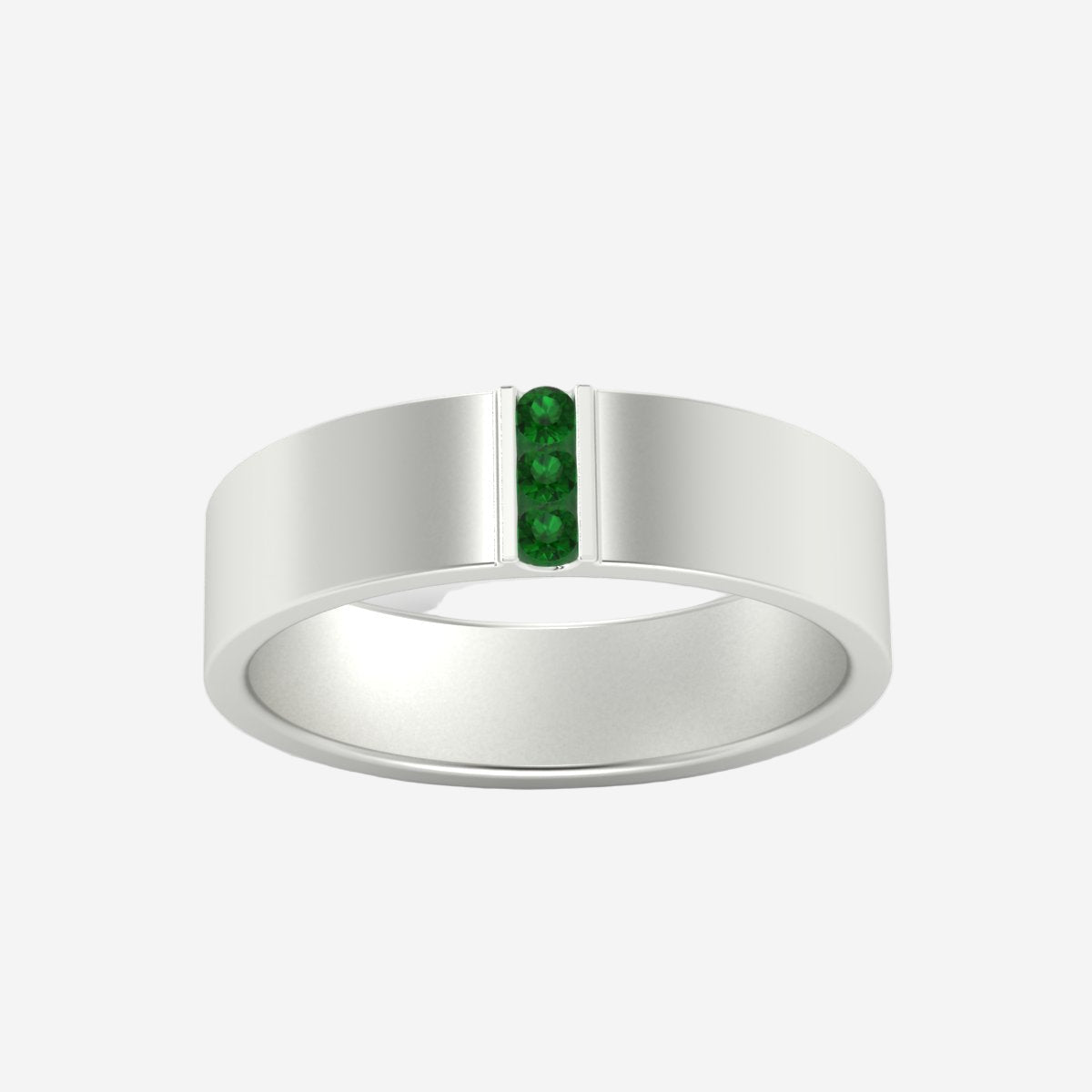 3 Stone Mens Flat Gemstone Band