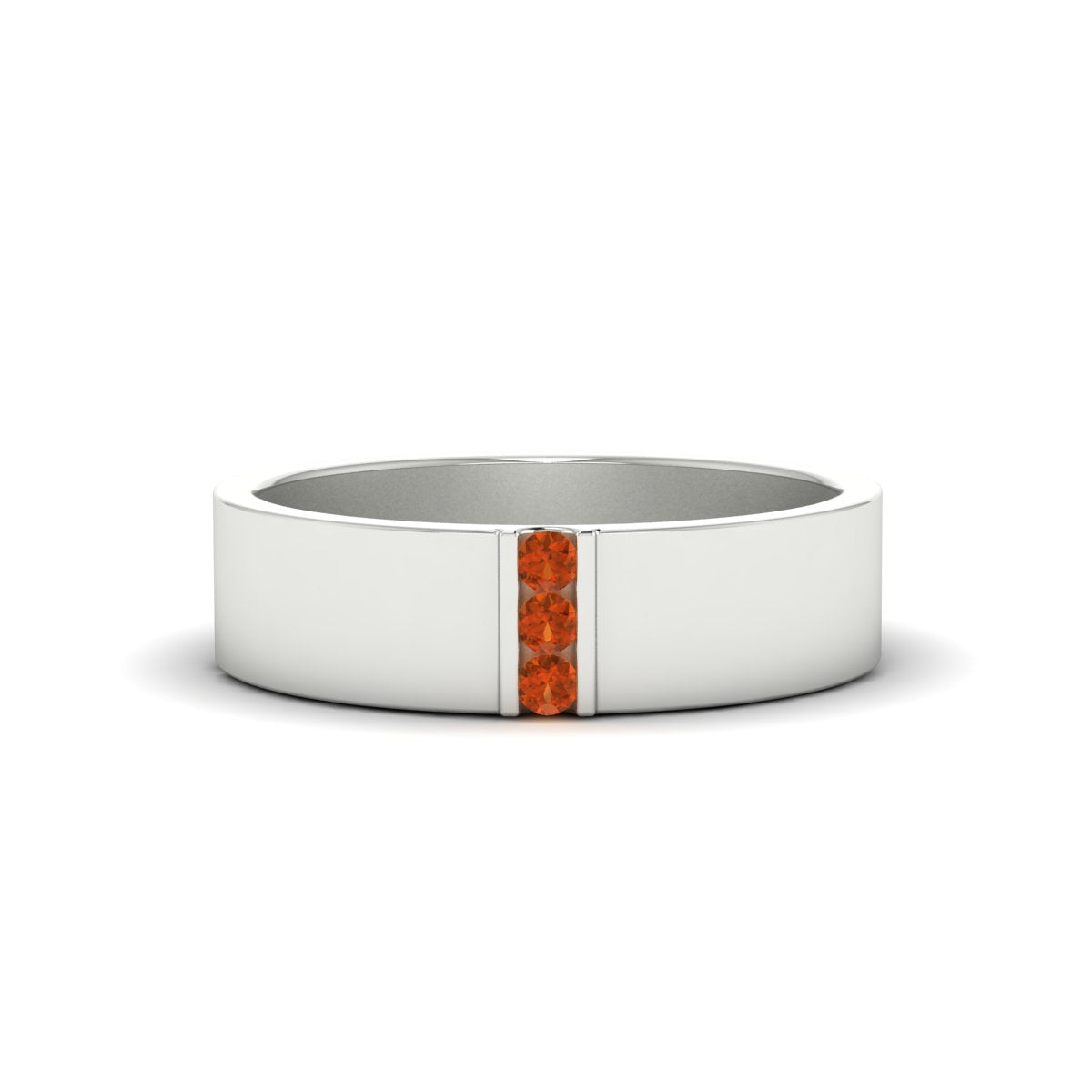 3 Stone Mens Flat Gemstone Band