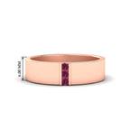 3 Stone Mens Flat Gemstone Band