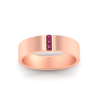 3 Stone Mens Flat Gemstone Band