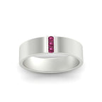 3 Stone Mens Flat Gemstone Band