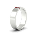 3 Stone Mens Flat Gemstone Band