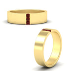 3 Stone Mens Flat Gemstone Band