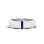 3 Stone Mens Flat Gemstone Band
