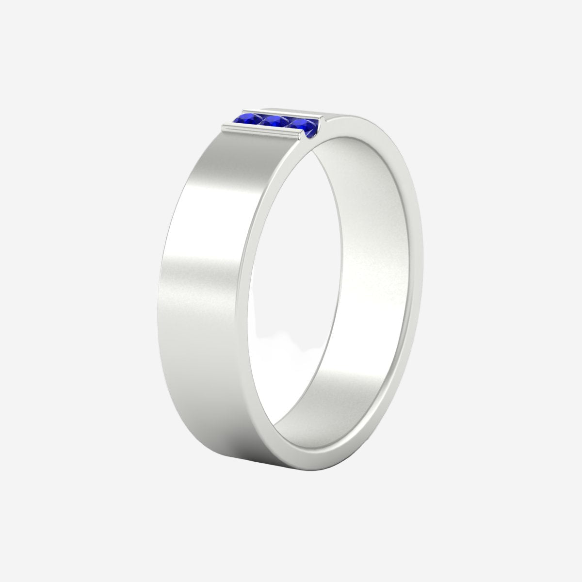 3 Stone Mens Flat Gemstone Band