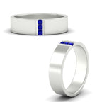 3 Stone Mens Flat Gemstone Band