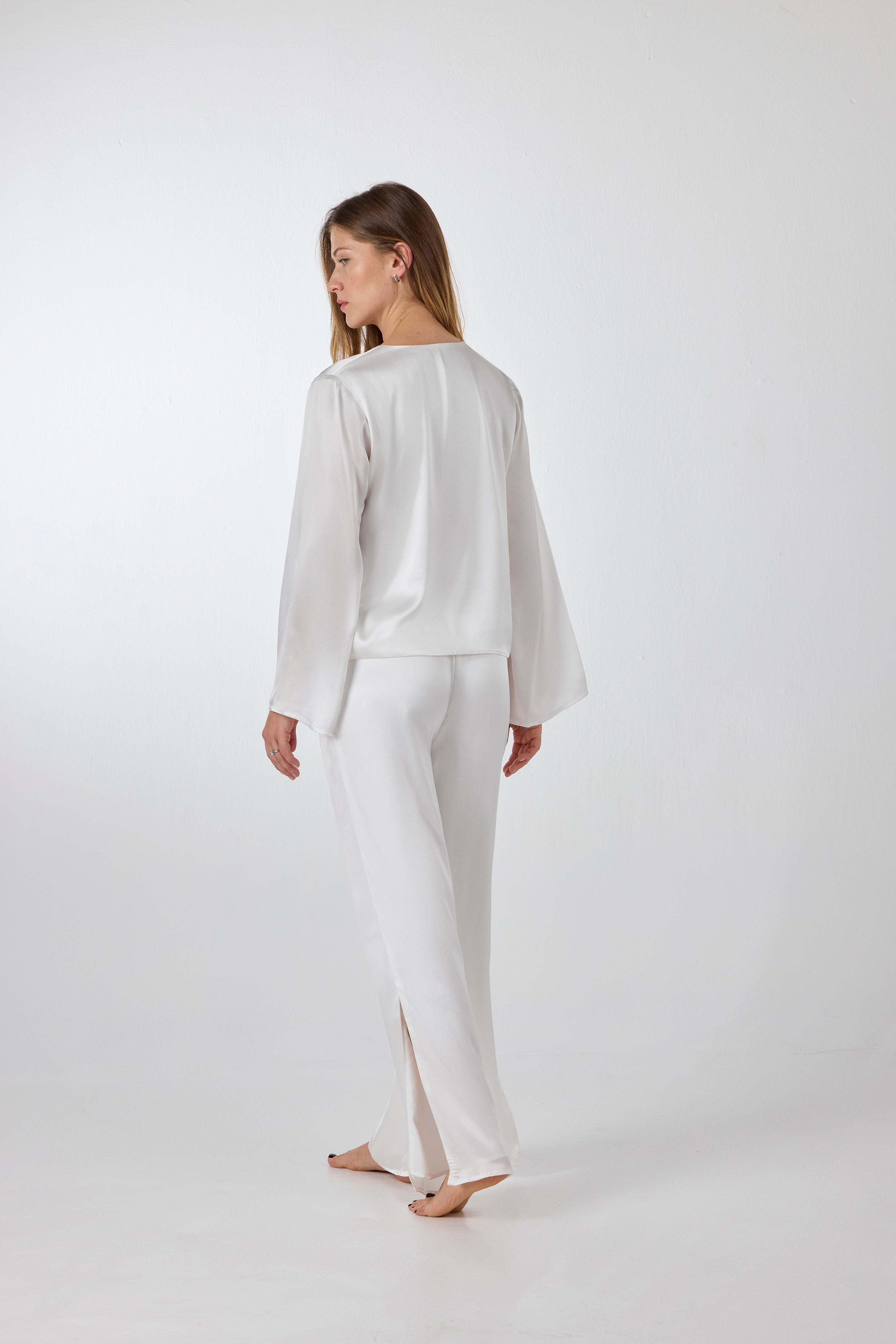 Amelia Silk Lounge Set White
