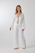 Amelia Silk Lounge Set White