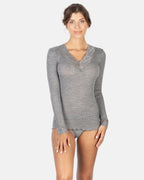 EGI Exclusive Merino Wool Blend Top V-Neck Lace Trim Long Sleeves | 303