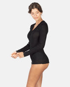 EGI Exclusive Merino Wool Blend Top V-Neck Lace Trim Long Sleeves | 303