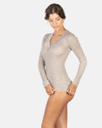 EGI Exclusive Merino Wool Blend Top V-Neck Lace Trim Long Sleeves | 303