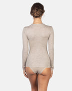 EGI Exclusive Merino Wool Blend Top V-Neck Lace Trim Long Sleeves | 303