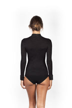 EGI Exclusive Collections Merino Wool Blend Top Mock Neck Lace Trim Long Sleeves