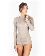 EGI Exclusive Collections Merino Wool Blend Top Mock Neck Lace Trim Long Sleeves