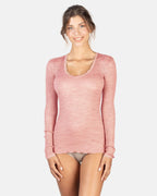 EGI Exclusive Collections Women's Merino Wool Blend Lace-Trimmed Long Sleeves T-Shirt