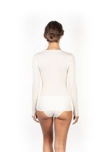 EGI Exclusive Collections Women's Merino Wool Blend Lace-Trimmed Long Sleeves T-Shirt