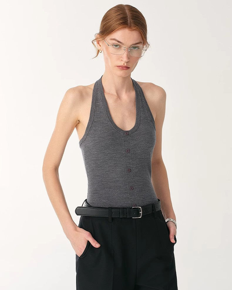 Wool All-Match Halter Neck Jumpsuit for Women