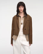 Stand Collar Short Jacket in Sheepskin Leather ‘Roman Story’