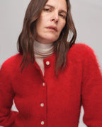Albaca Alpaca Brushed Round Neck Straight Cardigan