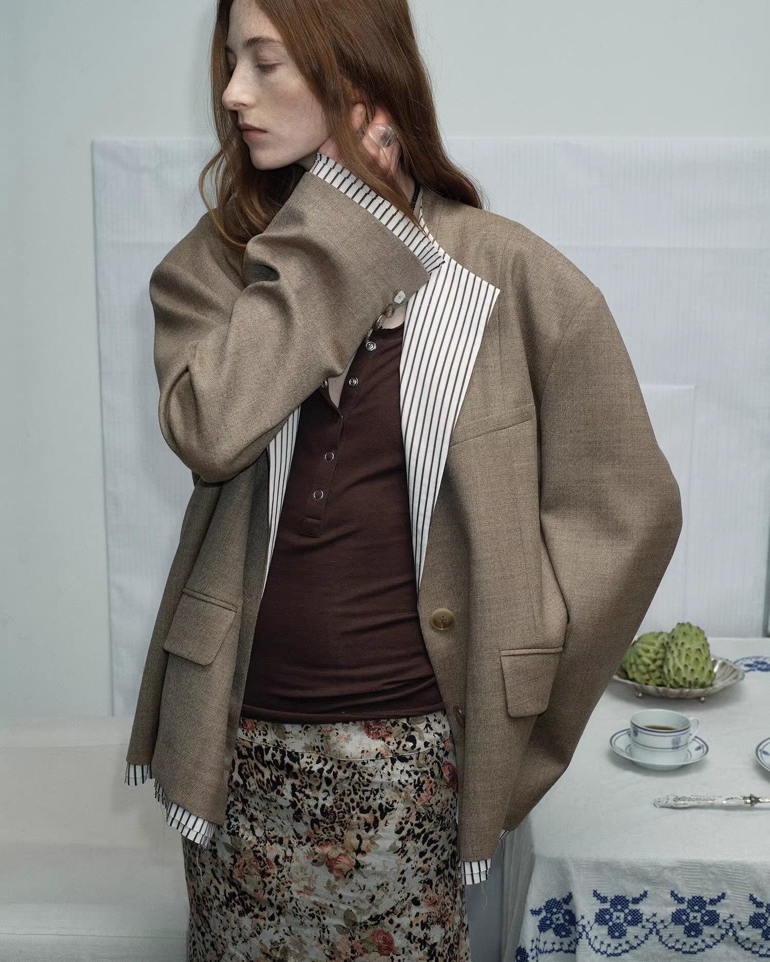 ‘London Diary’ Old Money Style Contrasting Lapel Wool Blazer