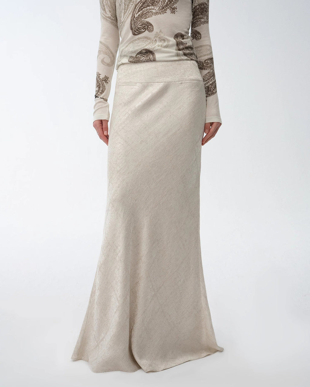 Retro Bias-Cut Linen Blended Straight Fishtail Maxi Skirt ‘Light and Breezy’
