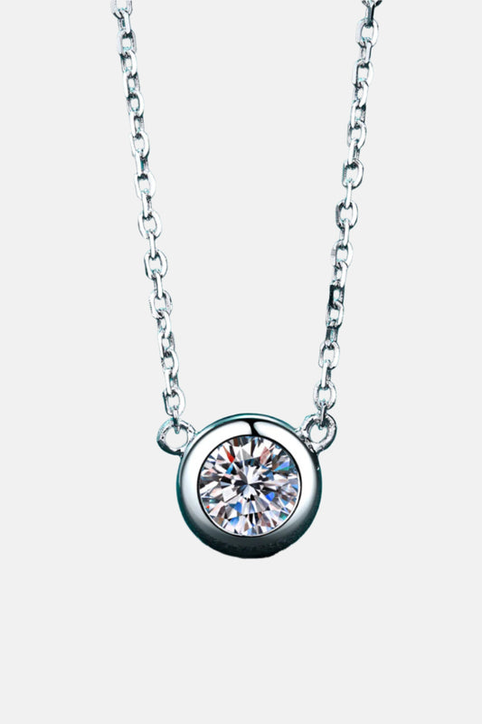 Round Moissanite Pendant Chain Necklace