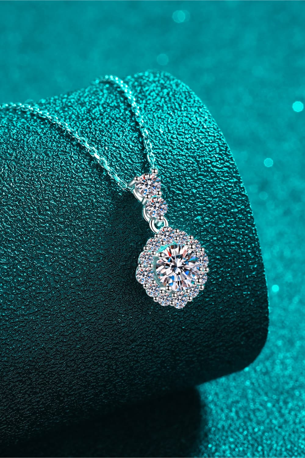 Round 1 Ct Moissanite Silver Pendant Necklace