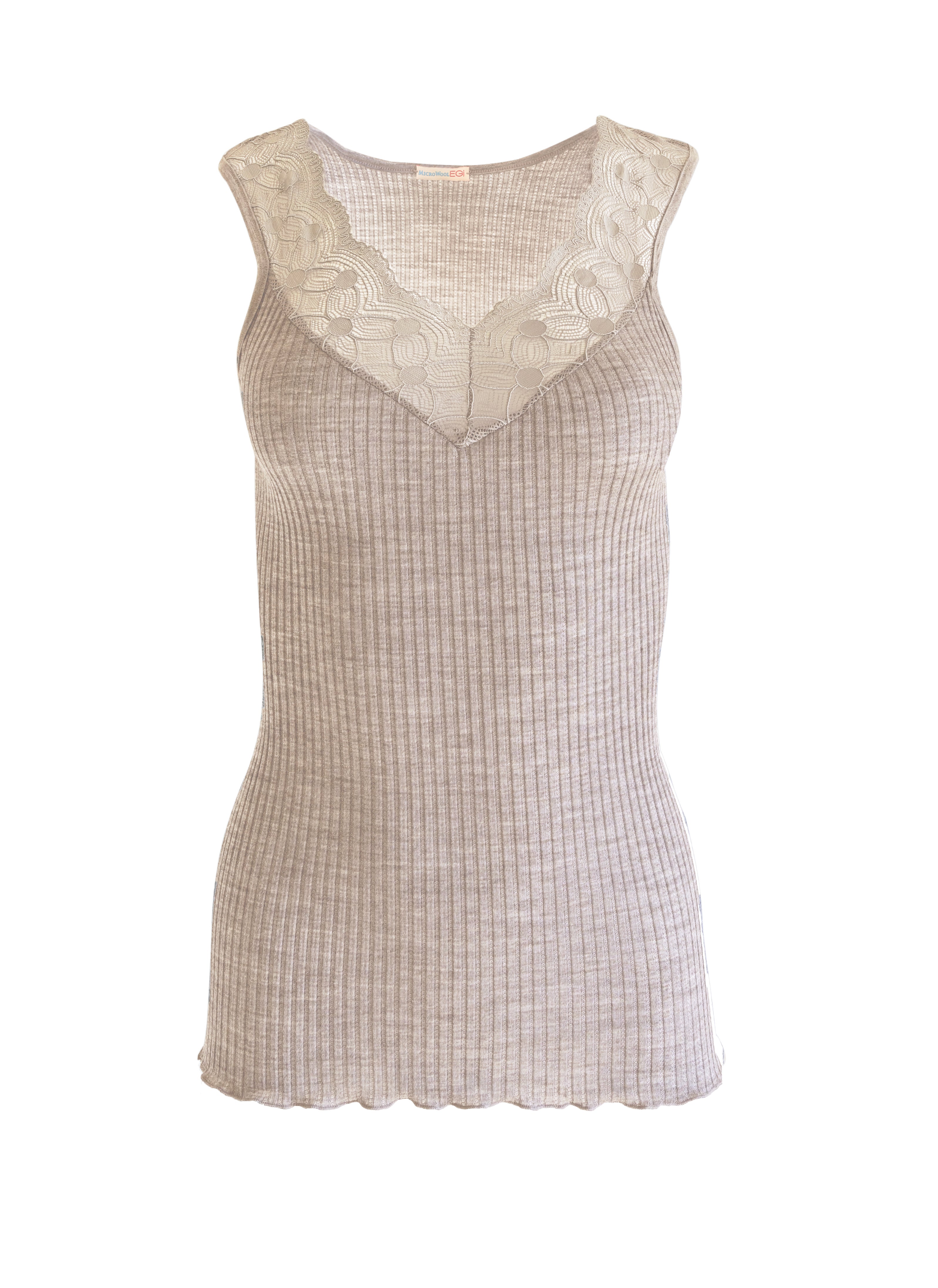 EGI Exclusive Collections Women's Merino Wool Blend Lace-Trimmed Tank Top
