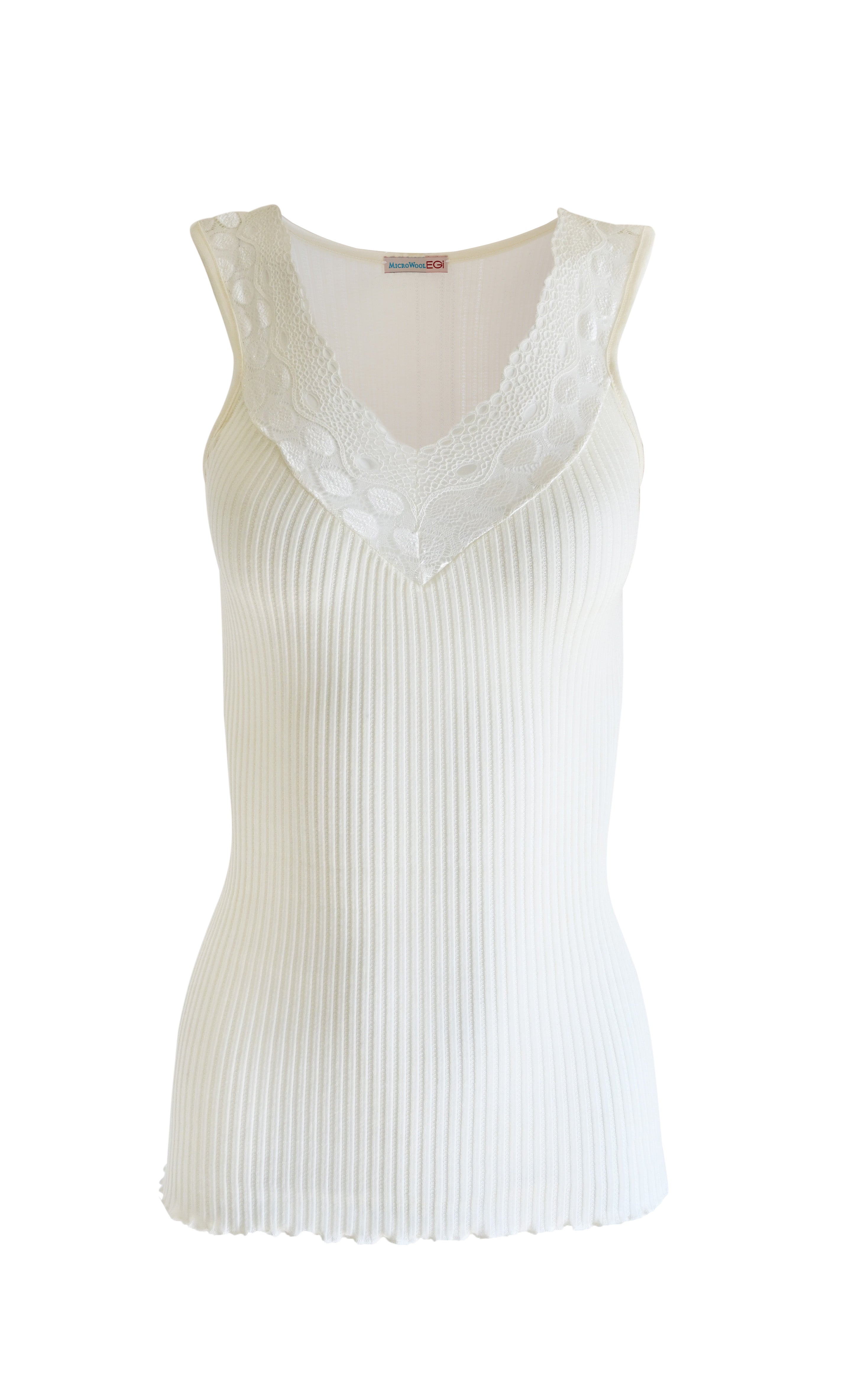 EGI Exclusive Collections Women's Merino Wool Blend Lace-Trimmed Tank Top