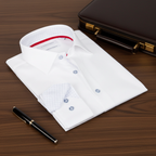 Troy Button-Up Shirt with Contrast Details in White | Contemporary Fit (Regular)