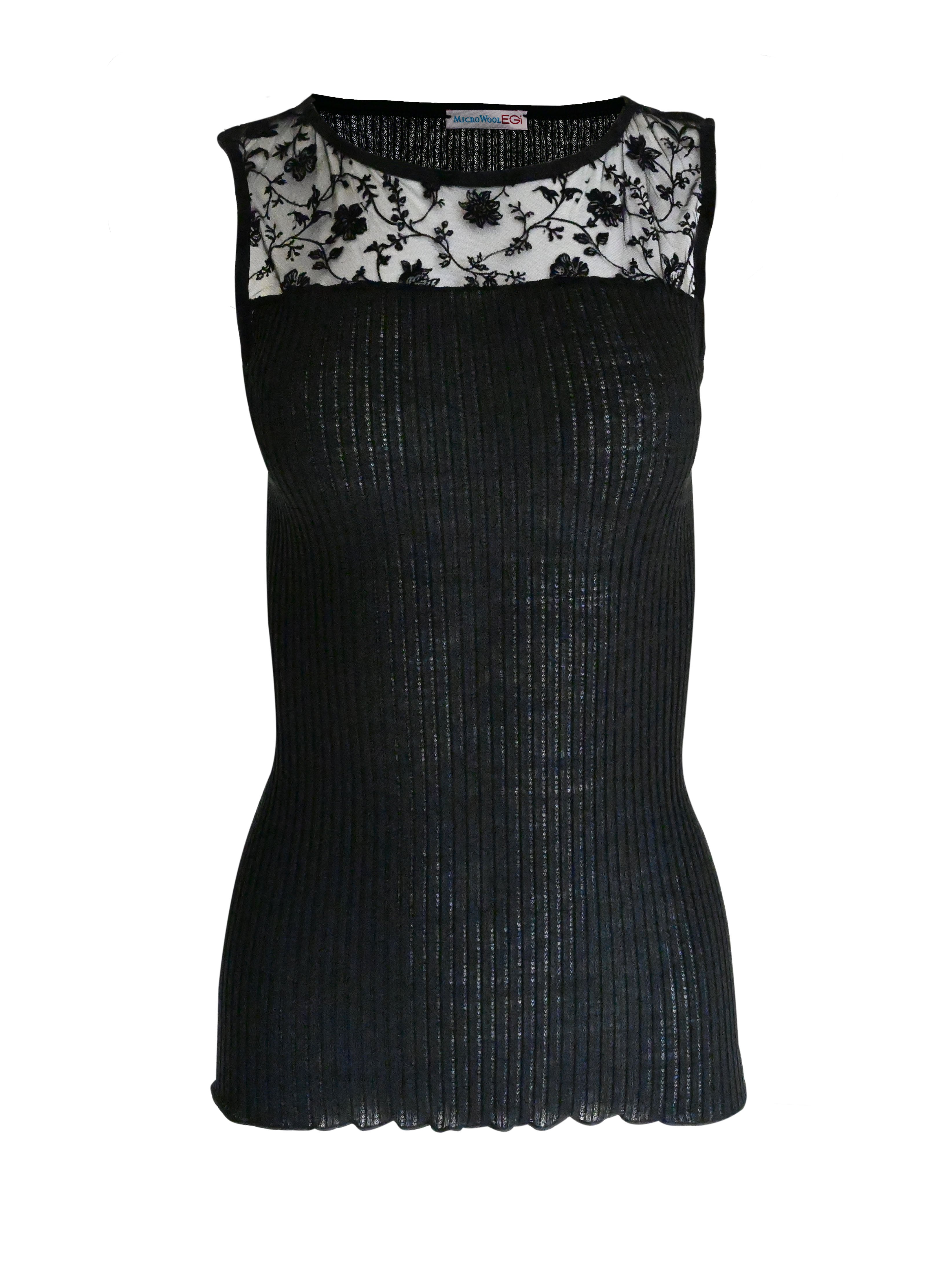 EGI Exclusive Merino Wool Blend Top with Tulle Trim