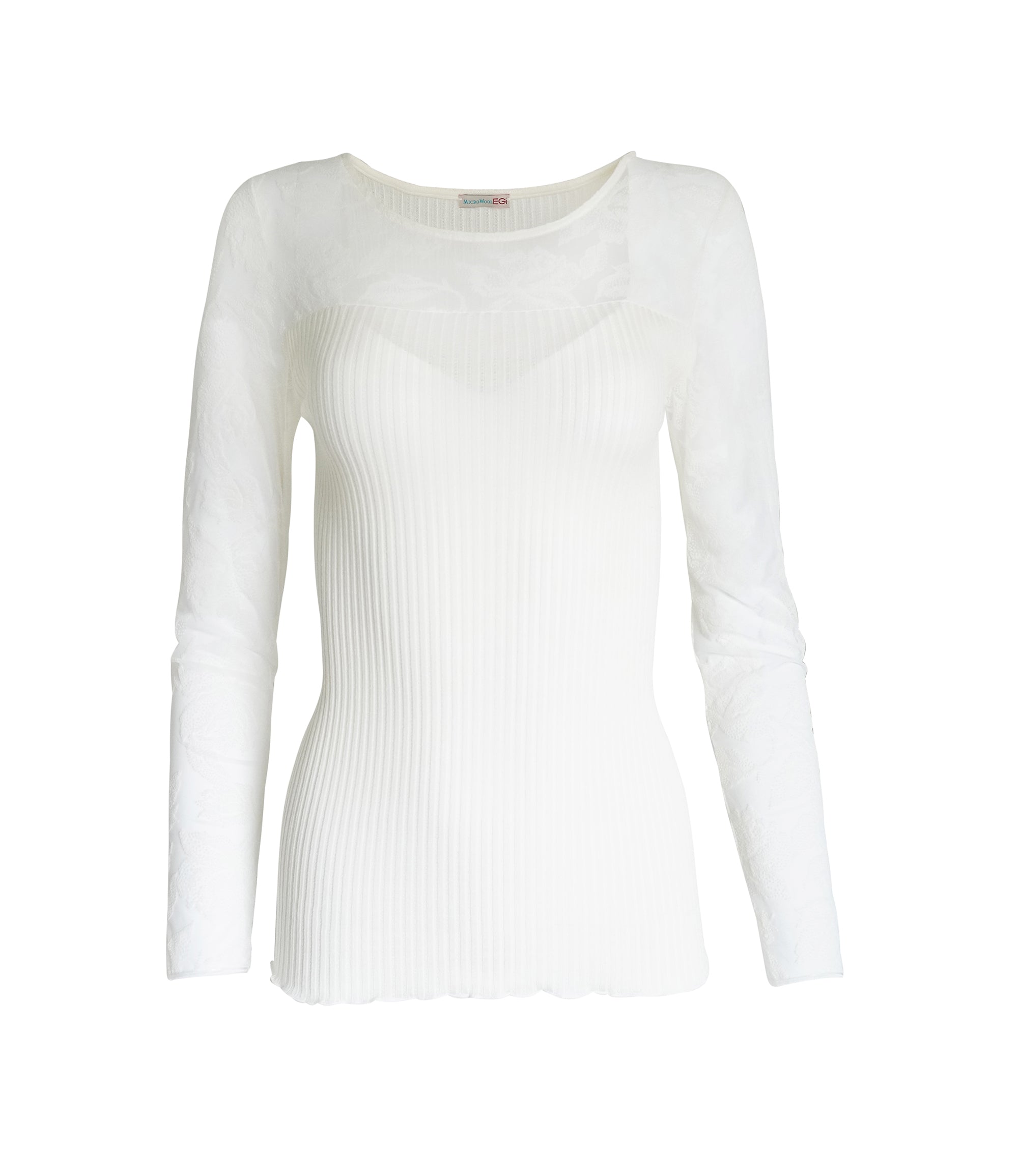 EGI Exclusive Collections Merino Wool Blend Top with Tulle Trim