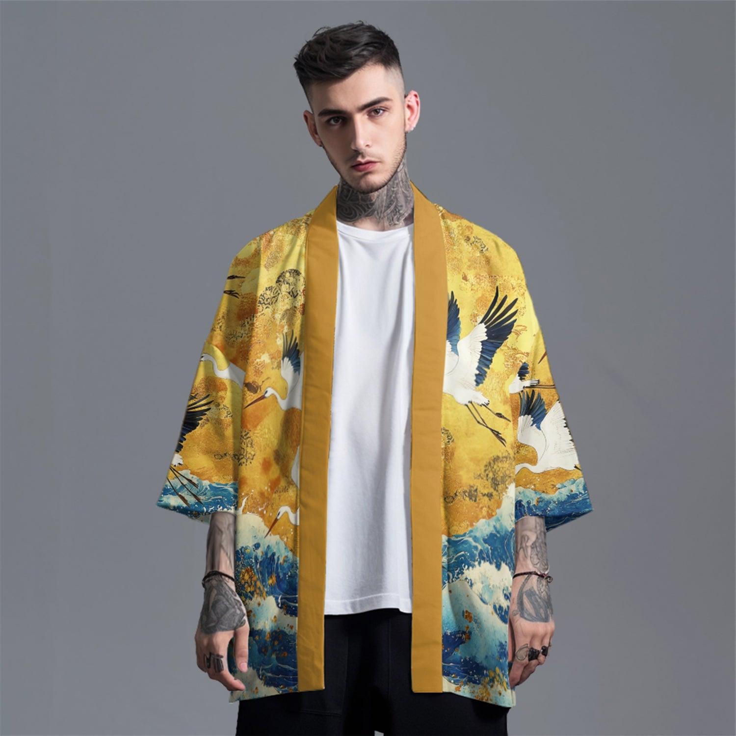 K21 Golden Cranes Kimono