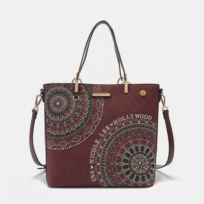 Metallic Stitching Embroidery Inlaid Rhinestone Tote Bag