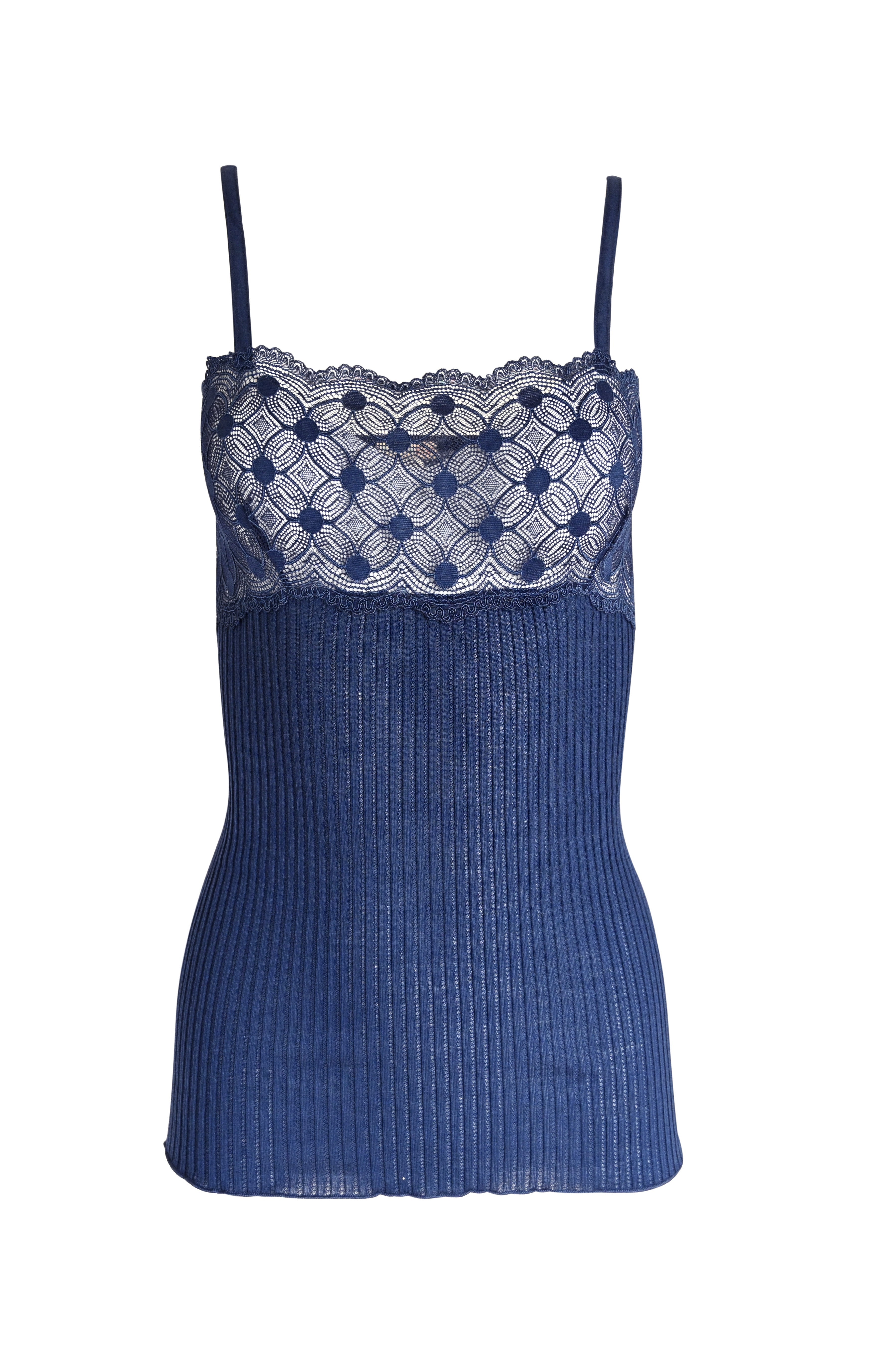 EGI Exclusive Merino Wool Blend Spaghetti Straps Lace-Trimmed Camisole